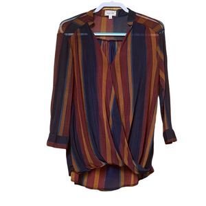 Blue orange and red sheer v neck Blouse from Bailey and Chloe size medium